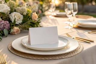 Place cards arranged on a table